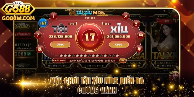 Ván chơi tài xỉu MD5 diễn ra chóng vánh
